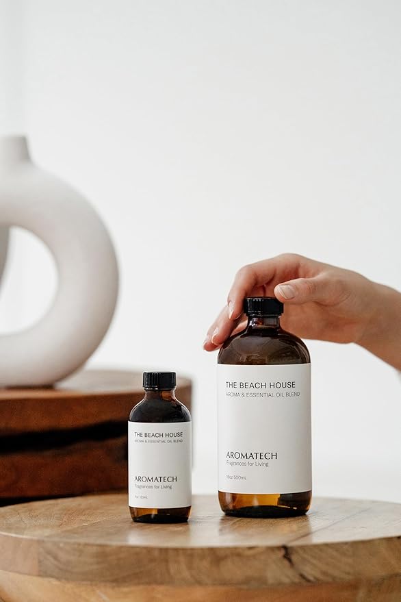 AromaTech The Beach House Aroma Essential Oil Blend: Luxury Hotel Inspired Aromatherapy with Bergamot, Coconut Milk & Sandalwood for Ultrasonic Diffusers & Nebulizers - 0.3 fl oz, 10 mL