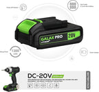 GALAX PRO Impact Driver 20 V Lithium Ion 1/4" Hex Cordless Driver with LED Work Light, 6 Pieces Screwdriver Bits, Variable Speed (0-2800 RPM)- 1.3 Ah Battery and Charger Included