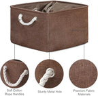 TheWarmHome Organization and Storage Basket for Organizing - 17x14x10 inch 3 Pack Fabric Storage Cubes, Collapsible Storage Bins for Shelves Closet Organizer Toy Gift Cloth (Brown)
