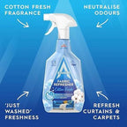 Astonish Fabric Refresher Cotton Fresh, 750ml Trigger Spray Bottle – Long-Lasting Odor Neutralizer for Curtains, Carpets & Upholstery – Encapsulated Fragrance Technology for Up to 100 Days Freshness