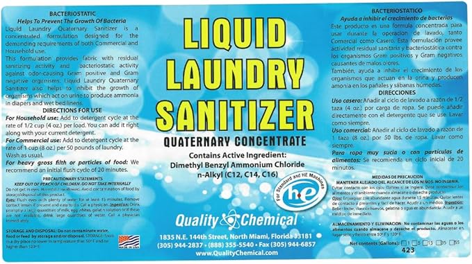 Laundry Sanitizer/for Commercial or Household use/Made in USA/Quality Chemical / 1 Gallon (128 oz.)
