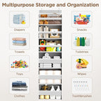 Over The Door Organizer, 6 Shelf Door Organizer Hanging with 6 Large Capacity Pockets, Over The Door Storage Hanging Shelves for Closet Wall Bathroom Closet Bedroom Nursery