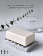 Marble Soap Dish - Soap Dish for Shower, Shower Bar Soap Holder, Real Marble Bathroom Tray, Decorative Stone Soap Dish with Drainage (Calacatta White, Sharp Wave)
