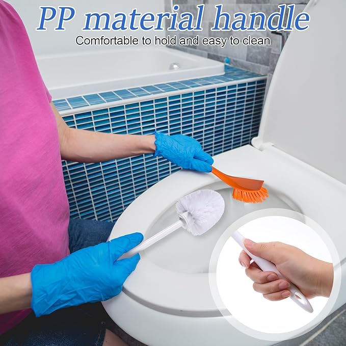 15Pcs 14.2Inch Toilet Brush Cleaner Bathroom Cleaning Scrubber Long Handle Plastic Handled Heavy Duty Round Toilet Bowl Brush for Thorough Household Bathroom Cleaning Supplies Won't Rust Sturdy