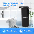 Automatic Foaming Soap Dispenser,Touchless Foam Soap Dispenser,12.8oz Rechargeabled Wall Mounted Smart for Bathroom and Kitchen Dish Soap,Easy for Toddlers(Black)