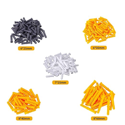 200 Pcs Premium Quality Plastic Drywall Wall Anchors (Screws No Included),Bulk Pack #6x1-1/5