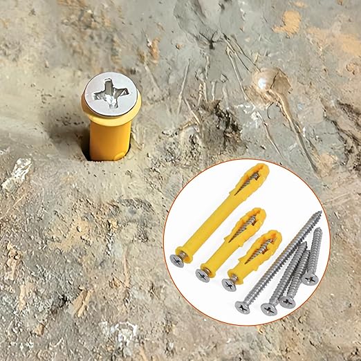 Drywall Anchors Kit 60 pcs 304 Stainless Steel Philips Flat Head Screws and 60 pcs Plastic Anchors for Concrete, Drywall, Brick, and Heavy Hanging Mounting, 3 Size M6 x 30mm/ 40mm/ 60mm