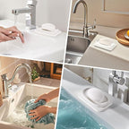 Shinowa Soap Dish (Dual Layer), 4.72 * 2.95'' Ceramic Soap Container and 5.12 * 3.27'' Diatomaceous Earth Tray, Quickly Drain Water and Dry, Dish Soap Holder for Kitchen, Bathroom, Shower