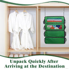Suitcase Organizer - Carry On Closet Luggage Organizers Accessories - Foldable & Hangable Portable Hanging Travel Shelves with Shoulder Strap - Medium, Green