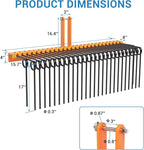 72" 3-Point Tractor Landscape Rake, Pine Straw & Yard Waste Cleaner, Cat 0/1 Hitch Compatible, Powder Coated Steel Blades, Orange