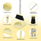 Broom and Dustpan Set House Brooms for Sweeping Indoor Collapsible Broom and Dust Pan Combo for Home Office Kitchen Lobby Floor Pet Hair (Small-Yellow)