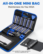 Mini Electric Screwdriver Set 140-IN-1: UnaMela Small Electric Screwdriver Cordless - 120 Precision Bits, 5 Torque Settings, LED Light, Magnetic Power Screwdriver Repair Tool Kit for PC RC Electronics