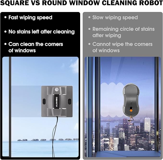 K1 Window Cleaning Robot with 4 Spray Nozzles Robotic 6000Pa Window Cleaner Automatic Washer Robot with Edge Detection Low Noise Glass Cleaning Robot for Framed/Frameless Surface