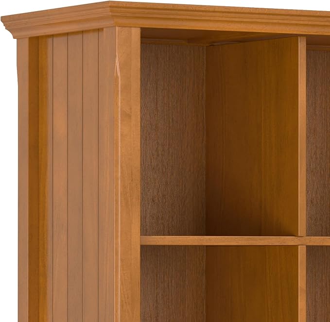 SIMPLIHOME Acadian Bookcase - 57 inch Tall 12-Cube Solid Wood Storage Display Unit in Light Golden Brown, Transitional Cube Organizer for Living Room or Office with Fixed Shelves and Tapered Legs