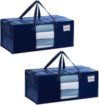 VENO 2 Pack Moving Bags Extra Large Storage Bags for College Move-In, Heavy-Duty Storage Totes, Packing Boxes, and Wardrobe Moving Supplies - Durable Laundry Bags for Clothes (Blue w/Window, 2 Pack)