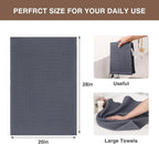 Homaxy 100% Cotton Oversized Waffle Weave Kitchen Dish Towels, Ultra Soft Absorbent Quick Drying Cleaning Towel, 20 x 28 Inches, 4-Pack, Dark Grey