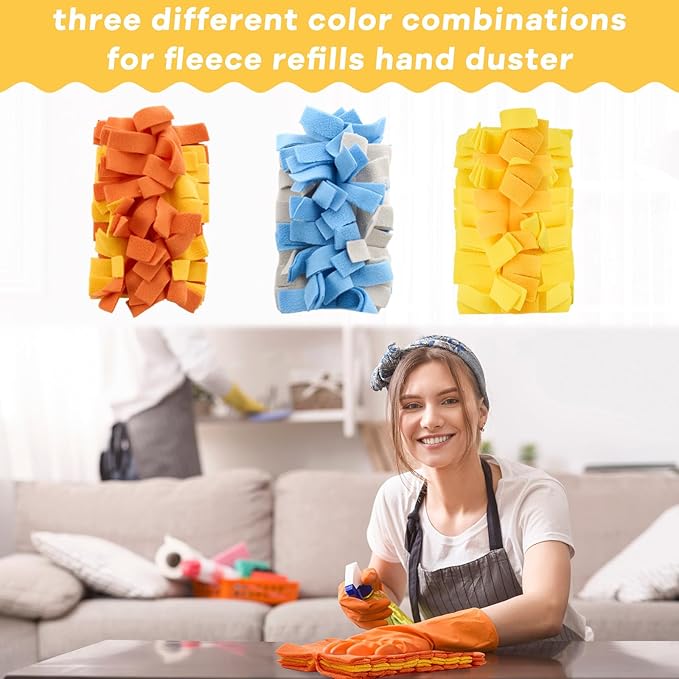 Zubebe 6 Pcs Duster Refill Reusable Fleece Duster Refills Feather Flat Dusters Multi Surface Washable Cleaning Pads Tools for Home, Blinds, Car, Pet, Furniture, Fans (Stylish Color)