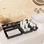 【𝟮𝟮𝗣𝗖𝗦】A-LUGEI Plastic Black Desk Drawer Organizer, Bathroom Organizers and Storage, Makeup Organizer, Organization and Storage Bin Container for Vanity Office Utensils Tool Pantry Cosmetic