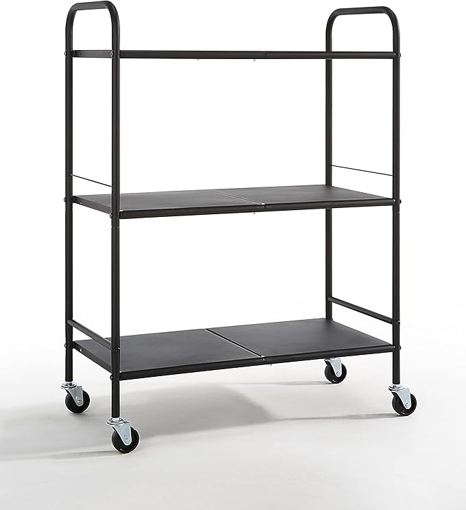 SunnyPoint Metal Rolling Organizer Utility Craft Cart (Large, BLK)