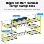 CCCEI Green Power Tool Organizer Wall Mount, Large Tools and Battery Storage Rack Charging Station Individual Switches. Drills Holder, Garage Utility Shelves with 6FT Power Strip. Gift for Men.