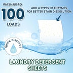 Anymonent Laundry Detergent Sheets (100 Loads) – Powerful Enzyme Formula, Deep Clean & Quick Dissolve, Fresh Scent, Eco-Friendly & Sensitive Skin Safe – 50 Sheets