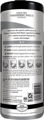 Weiman Stainless Steel Cleaner & Polish Kit, 1 Wipes & Cloth, Anti-Fingerprint, Removes Grease, Water Spots, Streaks & Residue, Polishing Cleaner Safe for Appliances, Chrome, Sinks & Grill Exteriors