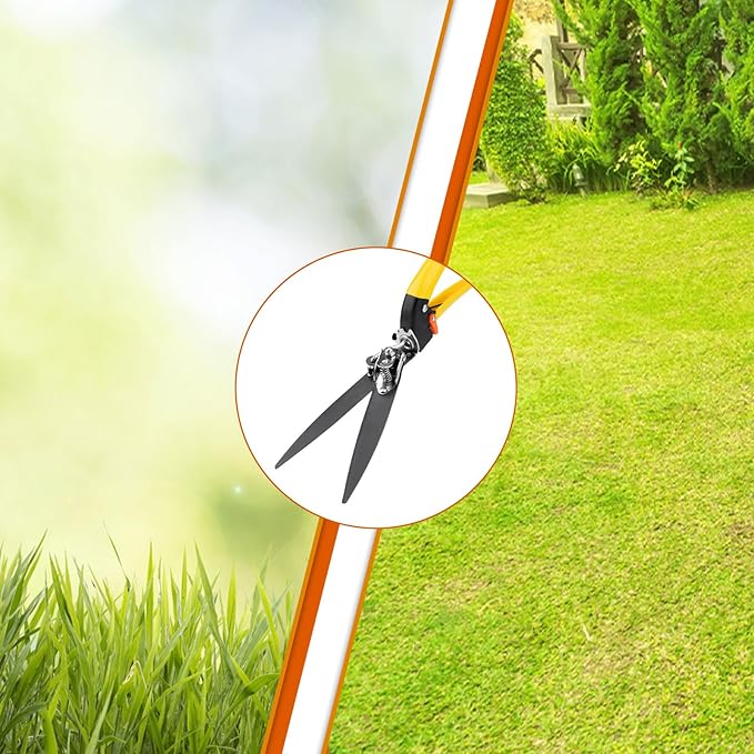 Upgraded Grass Shears Rotatable 180°, Grass Trimming Shears, Hand Grass Clippers, Gardening Scissors for Garden, Lawn Edges