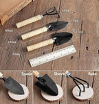 Gardenera Bonsai 3PC Gardening Tool Set: Rake, Spade, Shovel - Wooden Handles - Best Kit for Potted Plant, Flower and Seedling Care - Ergonomic Design for Little Hands - Great Gift for Gardeners