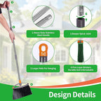 Still Bristle Broom to Sweep Snow, Heavy Duty Broom with Collapsible Handle, Ideal for Indoor Outdoor Hardwood Floors Kitchen Salon Camping Cat Pets Hair Home Room Office, Sturdy and Durable, Gray