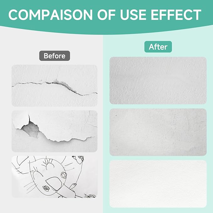 Drywall Repair Kit - 32 OZ Wall Spackle Paste with Self Adhesive Metal Patch, Dryall Repair Patch Kits, White Wall Putty Hole Filler, Quick and Easy Solution for Holes, Cracks and Gaps