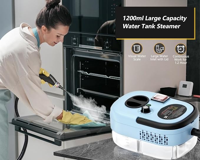 7 in 1 Steam Cleaner 2500W High Pressure Steamer for Cleaning, Car Steamer Handheld Steam Cleaner for Home Use, Hardwood Floor Steam Cleaner for Upholstery, Kitchen, Bathroom, Grout (Blue)