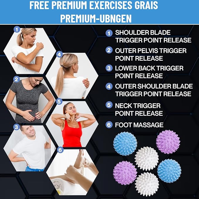 Reusable Dryer Balls Anti Static, 6 PCS Laundry Agitator Balls for Laundry, Blue Purple White Non-Toxic Washing Balls Tangle Free for Washer, Softens Fabrics, Prevents Tangles, Enhances Cleaning