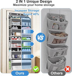 Over The Door Organizer Multi Pocket,5 Tier Large Hanging Shelf for Storage Kids Toys, Diapers, Clothes,Yarn,Heavy Duty Behind Door Storage for Bedroom Bathoom Nursery Closet Pantry,Gray