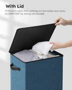 SOLEDI Laundry Hamper with Lid 100L Large & Tall Collapsible Laundry Baskets, Clothes Hamper with Bag Removable Easy to Carry, Dirty Hampers for Bedroom, Bathroom, Dorm, College, Blue