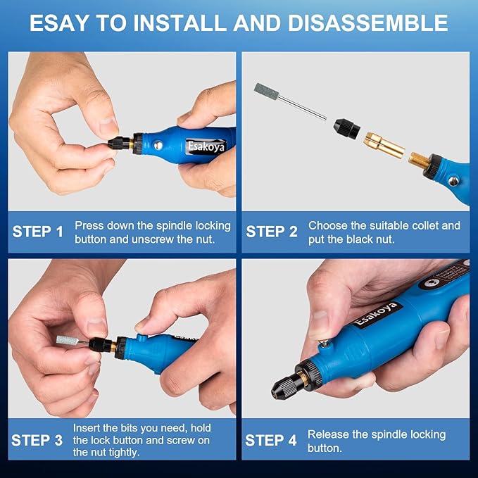 Cordless Rotary Tool, 5-Speed Mini Rotary Tool Kit with 75 Accessories, Multi-Purpose 3.7V Type-C Charging Rotary Tool for Engraving, Sanding, Polishing, Drilling, Grinding, Small DIY Crafts