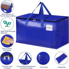 StorageRight Heavy Duty Moving Boxes-Moving Bags with Zipper, Reinforced Handles and Tag Pocket-Collapsible Moving Supplies-Totes for Storage Great for moving, Storage and Travel 93L(Blue-4 Pack)