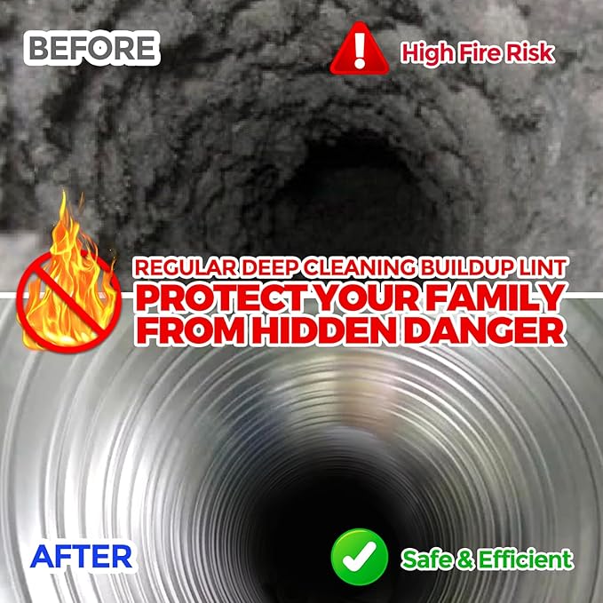 Holikme 40 Feet Dryer Vent Cleaner Kit, Flexible Lint Brush with Drill Attachment, Extends Up to 40 Feet for Easy Cleaning, Synthetic Brush Head, Use with or Without a Power Drill