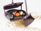 Broom and Dustpan Commercial Long Handle Sweep Set and Lobby Broom Upright Grips Sweep Set with Home Kitchen Room Office and Lobby Floor Black