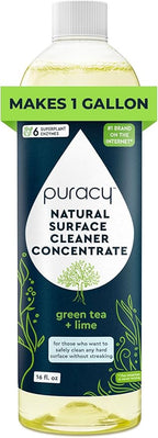 Puracy 99.9% Natural All Purpose Cleaner Concentrate - Makes 128oz Multi Purpose Cleaner - Green Tea & Lime - Surface Cleaner, Floor Cleaner, Kitchen, Cleaner, Bathroom Cleaner - Cleaning supplies