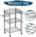 T1 Garden Tool Organizer（with Lockable Wheels） Heavy Duty Garage Tool Storage for Yard，Shed，Outdoor and Lawn，Freestanding Tool Organizers and Storage UP to 50 Tools，Grey with Anti-Tip Device