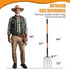 Pitchfork,5 Tine Garden Fork,Pitchforks for Gardening,Pitch Fork with Long Fiberglass Handle,57inches,Orange