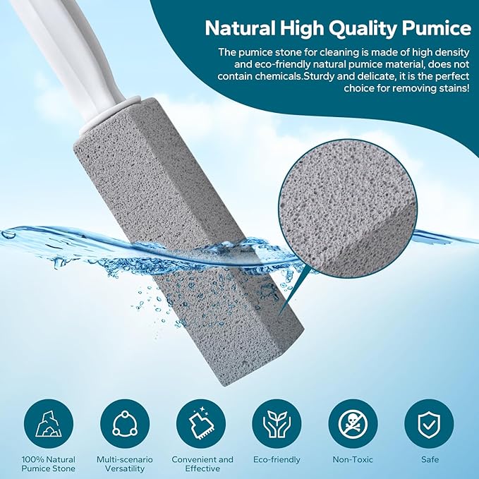 Emycool Pumice Stone Toilet Bowl Cleaner, 16 Pack Toilet Pumice Stone with Handle for Toilet Cleaning, Bathtubs, Sinks, Swimming Pools, Grills