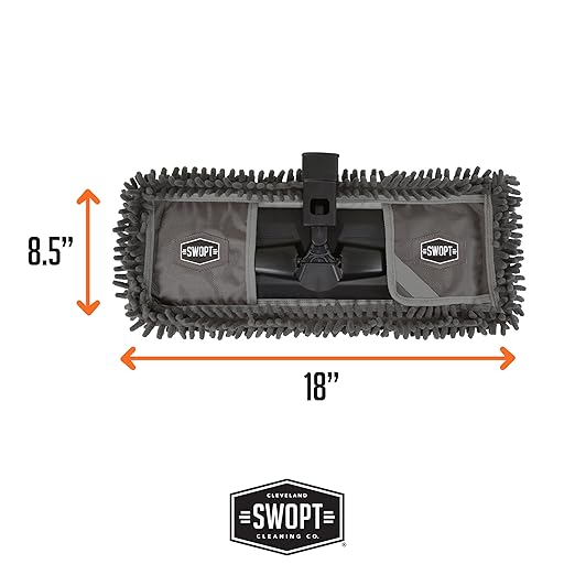 SWOPT 18” Microfiber Dust Mop Head with Refill – Microfiber Mop Head for Use on Wood, Laminate and Tile Floors, Lint Free Cleaning – 5102C6