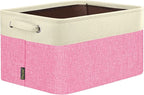 BALEINE 1 Pack Fabric Storage Bins for Shelves, Linen Storage Baskets for Organizing, Decorative Closet Bins for Clothes, Home (Pink, 17''x13''x10.5'')