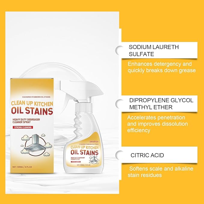 Clean Up Kitchen Oil Stains, Upgrade Heavy Oil Stain Cleaner Kitchen, Versatile Kitchens Foam Spray Cleaner for Kitchens, Countertops, Range Hoods, Ovens (1PCS)