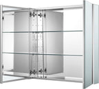 Sunrosa Aluminum Bathroom Medicine Cabinet with Mirror, 36"27.5", Wall-mountable and Recessed-in, 2 Doors Cabinet Organizer