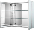 Sunrosa Aluminum Bathroom Medicine Cabinet with Mirror Door, 30"×27.5" Bathroom Mirror Cabinet, Wall-mountable and Recessed-in Mirror Cabinet, 2 Doors Medicine Cabinet Organizer II