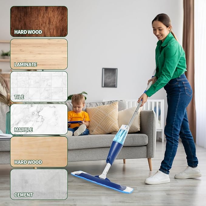 8 Pack Microfiber Cleaning Pads for Bona Mop, Reusable Microfiber Mop Pads for 18 Inch Mop, Hardwood & Hard Surface Floors Replacement Cleaning Mop Pads, Machine Washes