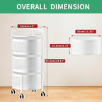Vegetables Storage Basket, Rotating Storage Shelves Basket Carts Rack Organizer Bin on Rolling Wheels in Kitchen Household for Fruits Grocery Corns Potatos-(3-tier,White)