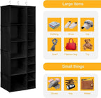 Libeder Shoe Organizer for Closet, 15 Shelf Hanging Closet Storage Shelves - 10 Shoe Rack Organizer and 5 Compartment for Clothes with 6 Side Mesh Pockets for Scarf, Socks,Gloves Black